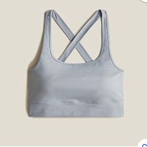 NWT J Crew Longline Crossback Sports Bra in Gray